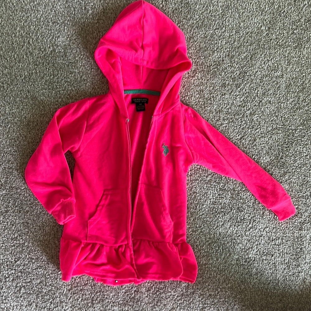 Hot pink US Polo Assn Hoodie with frilly bottom
